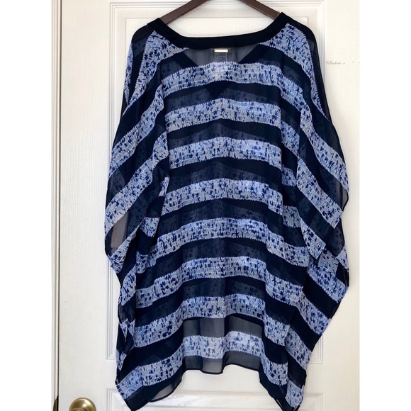 🆕MKors Beach Sheer Swim Cover Up Striped Chiffon - Picture 5 of 7